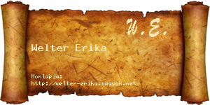 Welter Erika névjegykártya
